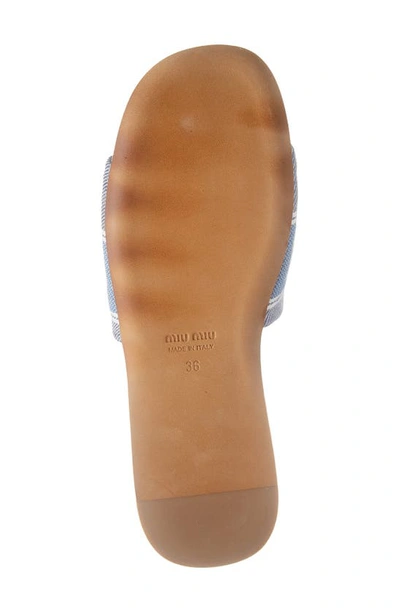 Shop Miu Miu Jacquard Logo Slide Sandal In Bluette