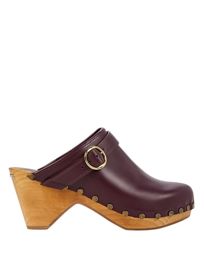 Shop Isabel Marant Titya Studded Leather Clogs In Red-drk