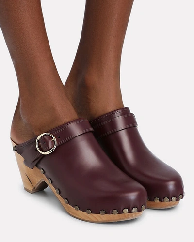 Shop Isabel Marant Titya Studded Leather Clogs In Red-drk