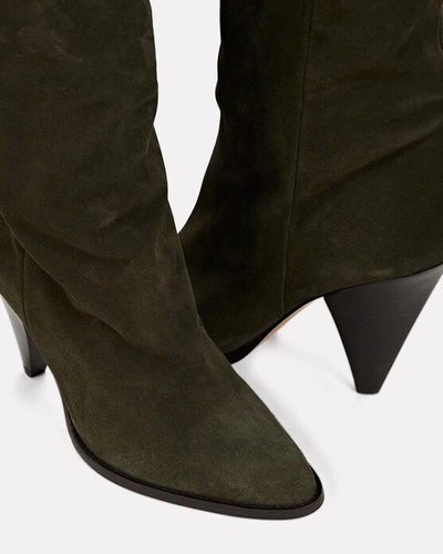 Shop Isabel Marant Riria Suede Knee-high Boots In Green