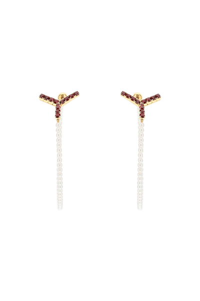 Shop Y/project Y Project Maxi Y Pearl Hoop Earrings In Mixed Colours