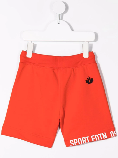 Dsquared2 Logo-print Cotton Track Shorts In Orange