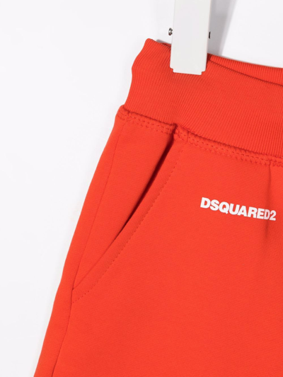 Dsquared2 Logo-print Cotton Track Shorts In Orange