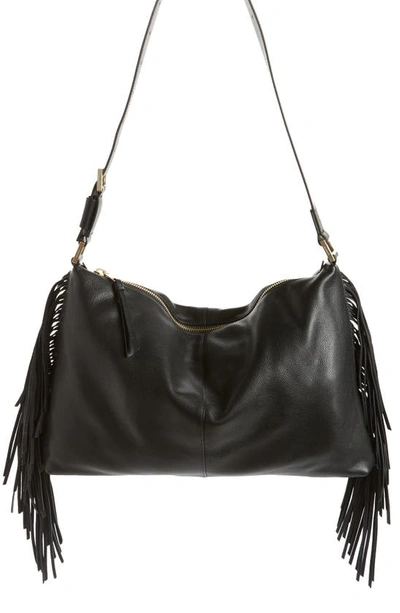 Shop Allsaints Edbury Fringe Leather Shoulder Bag In Black