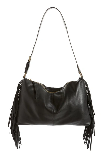 Shop Allsaints Edbury Fringe Leather Shoulder Bag In Black