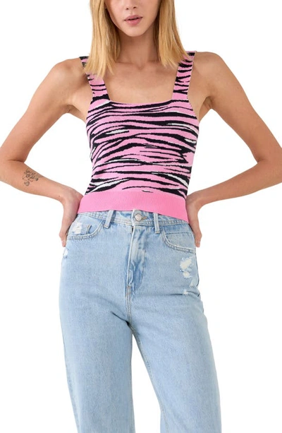 Grey Lab Animal Print Knit Top In Pink Multi