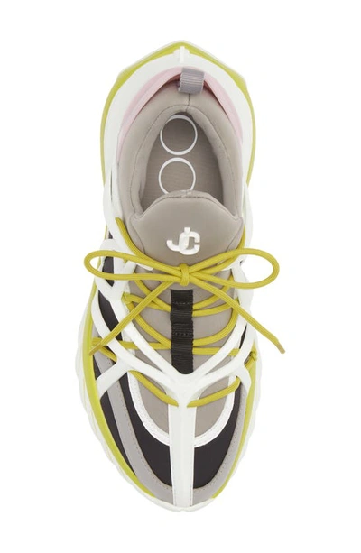 Shop Jimmy Choo Cosmos Sneaker In Marl Grey/ Lime Mix