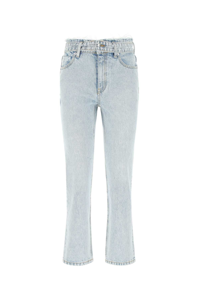 Shop Alexander Wang Belted Fray Slim Straight Pants In Blue