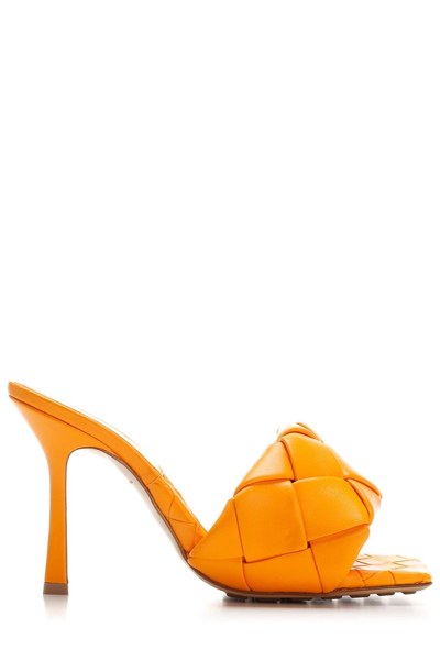 Shop Bottega Veneta Lido Intrecciato Mule Sandals In Orange