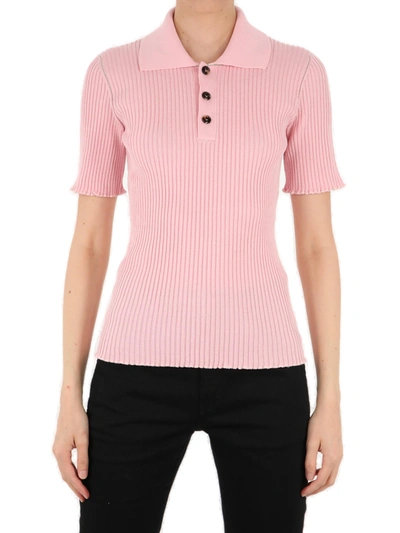 Shop Bottega Veneta Short Sleeved Polo Shirt In Pink