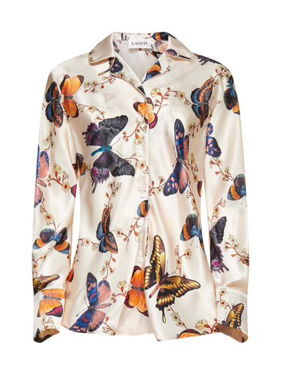 Shop Lanvin Butterfly Print Blouse In Multi