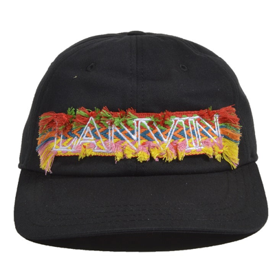 Shop Lanvin Curb Logo Embroidered Cap In Black