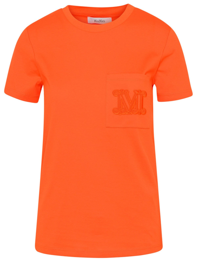 Shop Max Mara Logo Embroidered Crewneck T In Orange