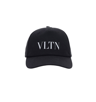 Shop Valentino Vltn Printed Flat Peak Baseball Cap In Black