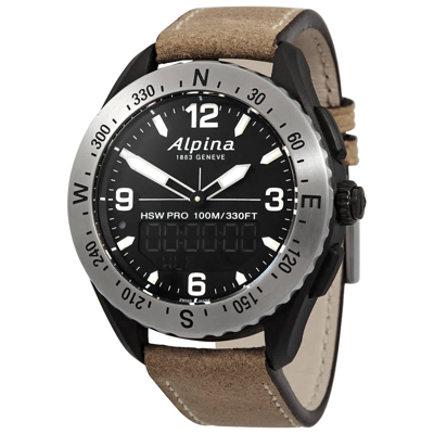 Shop Alpina Alpinerx Alarm Quartz Analog-digital Black Dial Mens Watch Al-283lbbw5saq6 In Black,brown