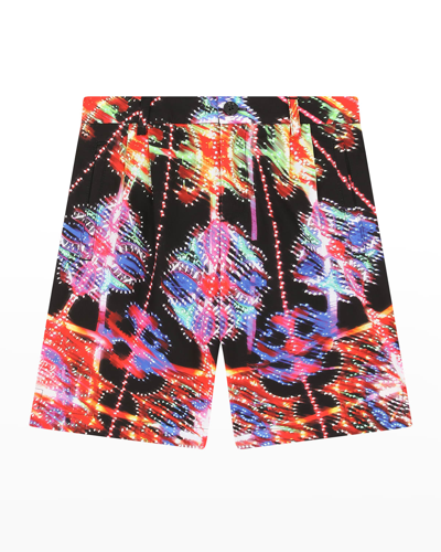Shop Dolce & Gabbana Kid's Luminary-print Nylon Shorts In Luminarie Pop