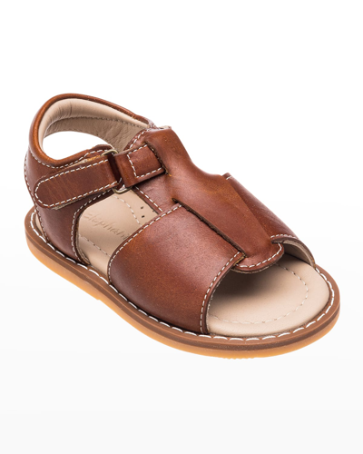 Shop Elephantito Boy's Grip-strap Leather Sandals, Baby In Natural