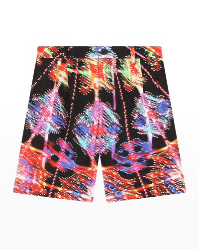 Shop Dolce & Gabbana Kid's Luminary-print Nylon Shorts In Luminarie Pop