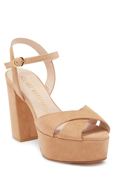 Shop Stuart Weitzman Ivona Platform Sandal In Tan