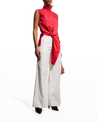 Shop Arias New York High-rise Longline Trouser In White