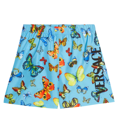 Shop Versace Printed Swim Shorts In Azzurro+multicolor