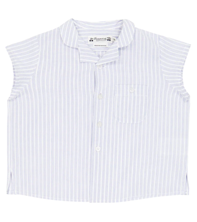 Shop Bonpoint Baby Gerald Striped Cotton Shirt In Ra Bleu
