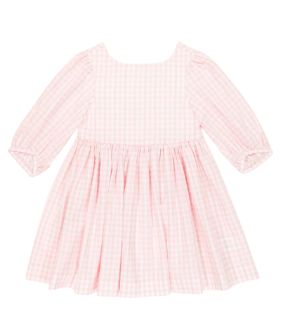 Shop Bonpoint Alypsia Cotton And Linen Dress In Dusky Pink