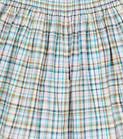 Shop Bonpoint Nouméa Checked Cotton Skirt In Emerald