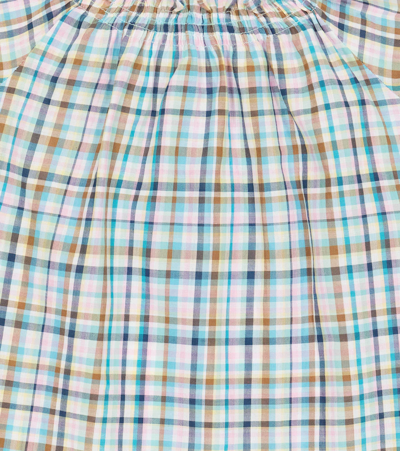 Bonpoint Plaid-check Print Blouse In Ca Emeraude
