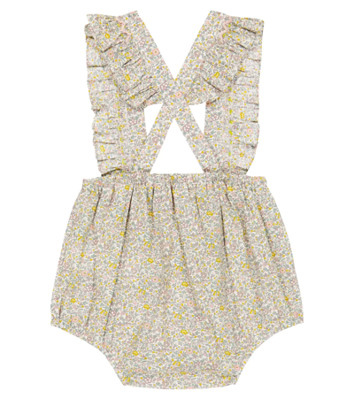 Shop Bonpoint Baby Akissi Floral Cotton Playsuit In Fleurs Ecru