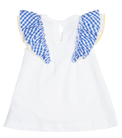 Shop Monnalisa Baby Cotton Jersey Top In Bianco+bluette