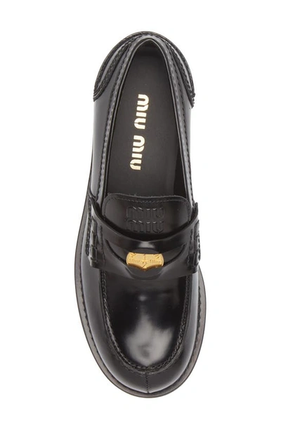 Shop Miu Miu Penny Loafer In Nero