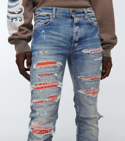 Shop Amiri Thrasher Bandana Jeans In Clay Indigo