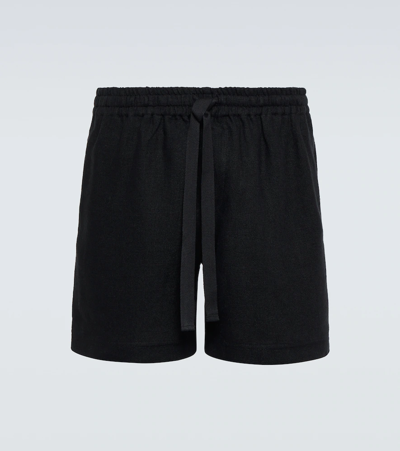 Shop Commas Linen Drawstring Shorts In Black