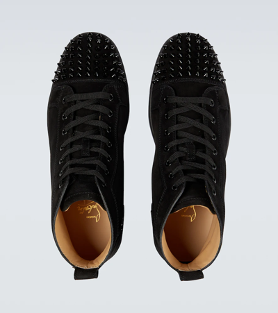 Shop Christian Louboutin Lou Spikes Orlato Sneakers In Black/black/bk