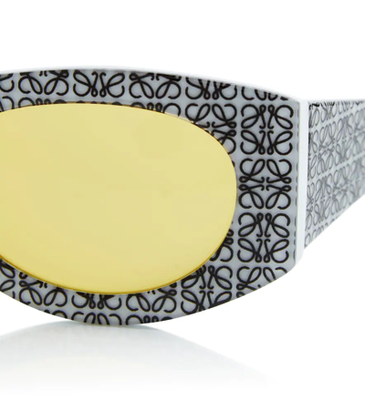 Shop Loewe Nature Oval Sunglasses In White/black / Roviex