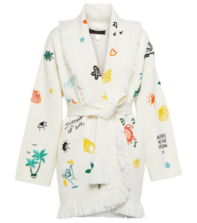 Alanui The Sound Of The Ocean Icon Wool Cardigan In Chinchilla