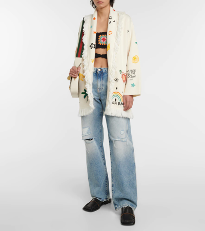Alanui The Sound Of The Ocean Icon Wool Cardigan In Chinchilla