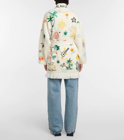 Alanui The Sound Of The Ocean Icon Wool Cardigan In Chinchilla