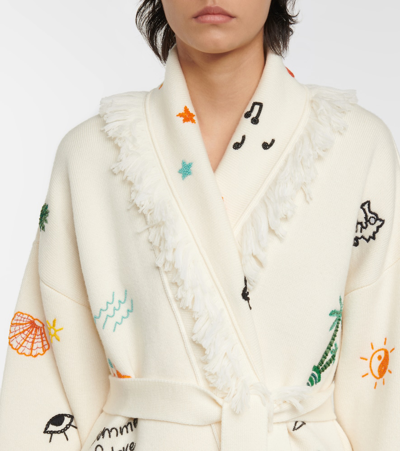 Alanui The Sound Of The Ocean Icon Wool Cardigan In Chinchilla