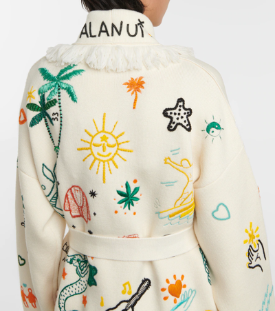 Alanui The Sound Of The Ocean Icon Wool Cardigan In Chinchilla