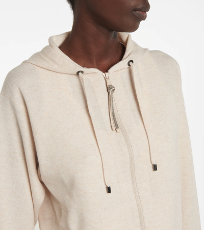 Shop Brunello Cucinelli Embellished Cashmere Hoodie In Seashell