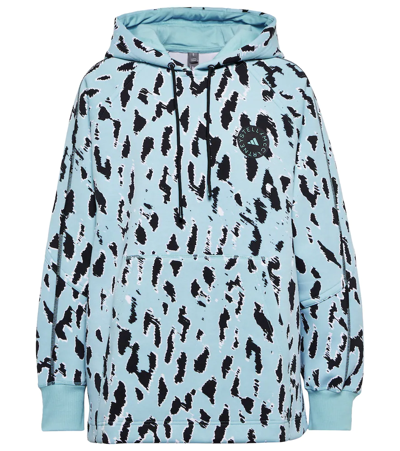 Adidas By Stella Mccartney Leopard Cotton & Polyester Hoodie In Blue | ModeSens