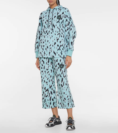 Shop Adidas By Stella Mccartney Asmc Printed Cotton-blend Hoodie In Splash