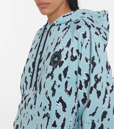 Shop Adidas By Stella Mccartney Asmc Printed Cotton-blend Hoodie In Splash
