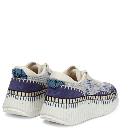 Shop Chloé Nama Mesh Sneakers In Blue