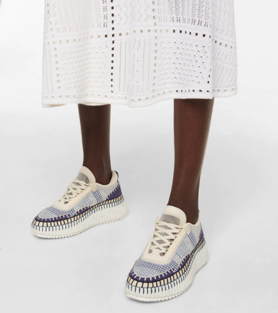 Shop Chloé Nama Mesh Sneakers In Blue