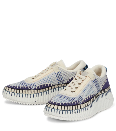 Shop Chloé Nama Mesh Sneakers In Blue