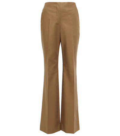 Shop The Row Vasco Cotton Mid-rise Wide-leg Pants In Taupe