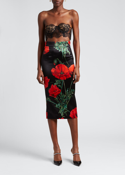 Shop Dolce & Gabbana Floral-print Pencil Skirt In Black Prt
